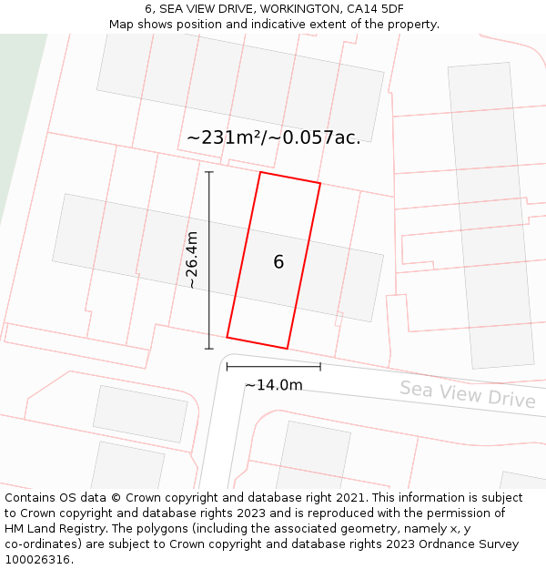 6, SEA VIEW DRIVE, WORKINGTON, CA14 5DF: Plot and title map