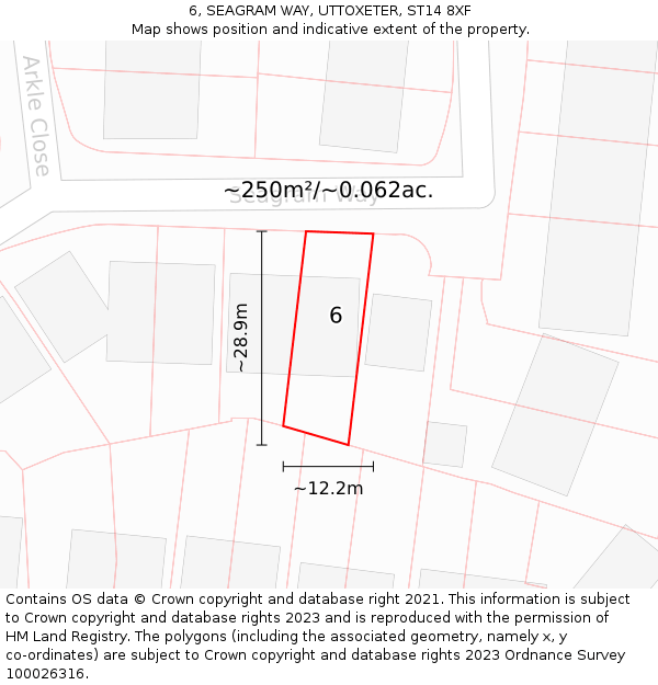 6, SEAGRAM WAY, UTTOXETER, ST14 8XF: Plot and title map