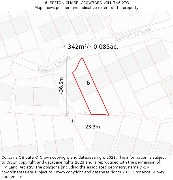 6, SEFTON CHASE, CROWBOROUGH, TN6 2TG: Plot and title map