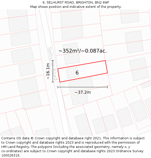 6, SELHURST ROAD, BRIGHTON, BN2 6WF: Plot and title map