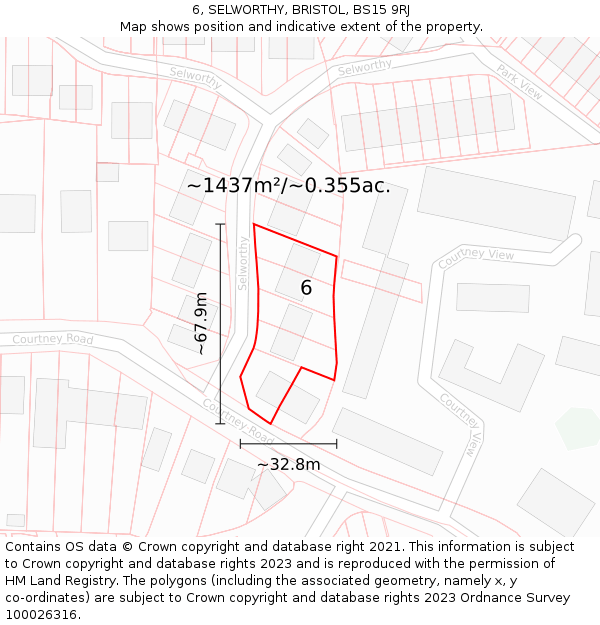 6, SELWORTHY, BRISTOL, BS15 9RJ: Plot and title map