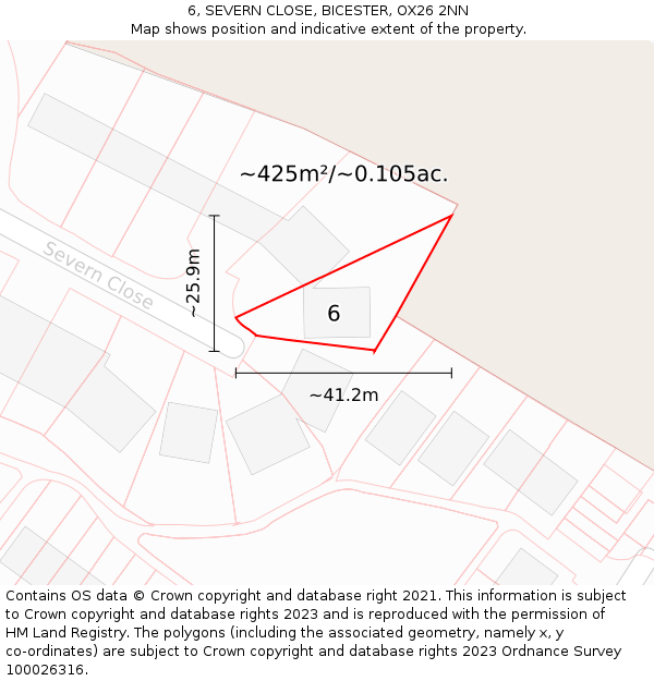 6, SEVERN CLOSE, BICESTER, OX26 2NN: Plot and title map
