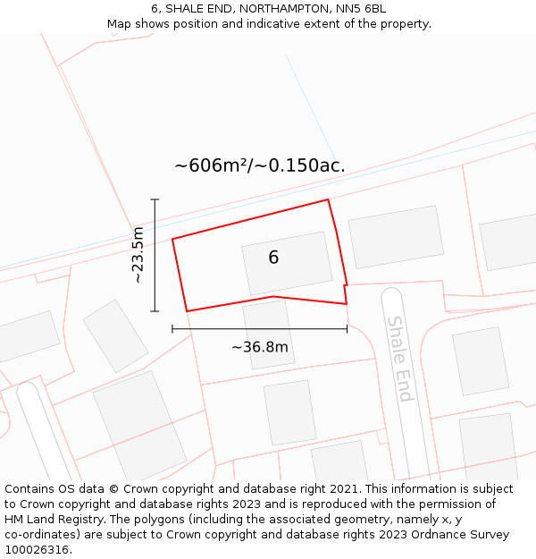 6, SHALE END, NORTHAMPTON, NN5 6BL: Plot and title map