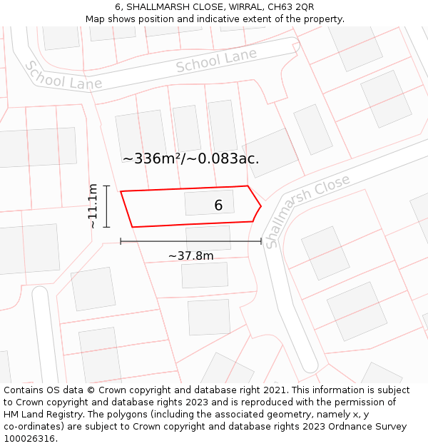 6, SHALLMARSH CLOSE, WIRRAL, CH63 2QR: Plot and title map