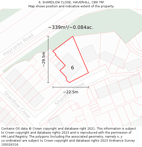 6, SHARDLOW CLOSE, HAVERHILL, CB9 7RF: Plot and title map