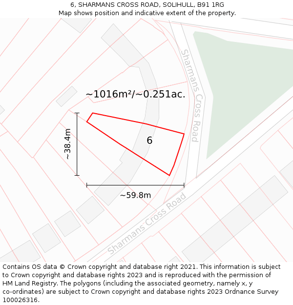 6, SHARMANS CROSS ROAD, SOLIHULL, B91 1RG: Plot and title map