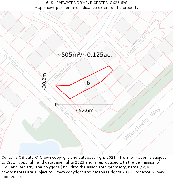 6, SHEARWATER DRIVE, BICESTER, OX26 6YS: Plot and title map