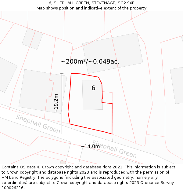 6, SHEPHALL GREEN, STEVENAGE, SG2 9XR: Plot and title map