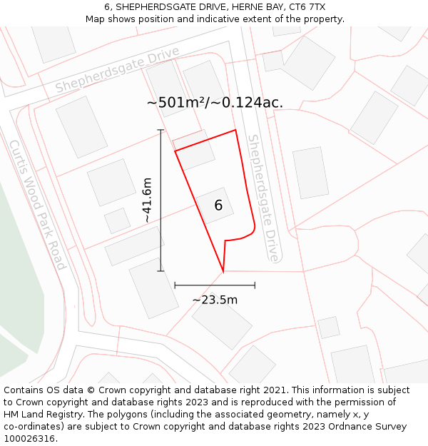 6, SHEPHERDSGATE DRIVE, HERNE BAY, CT6 7TX: Plot and title map