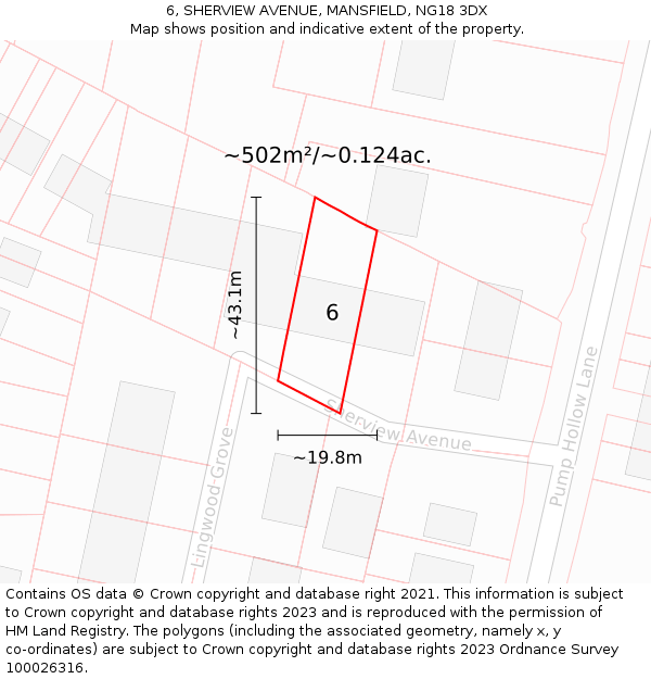 6, SHERVIEW AVENUE, MANSFIELD, NG18 3DX: Plot and title map