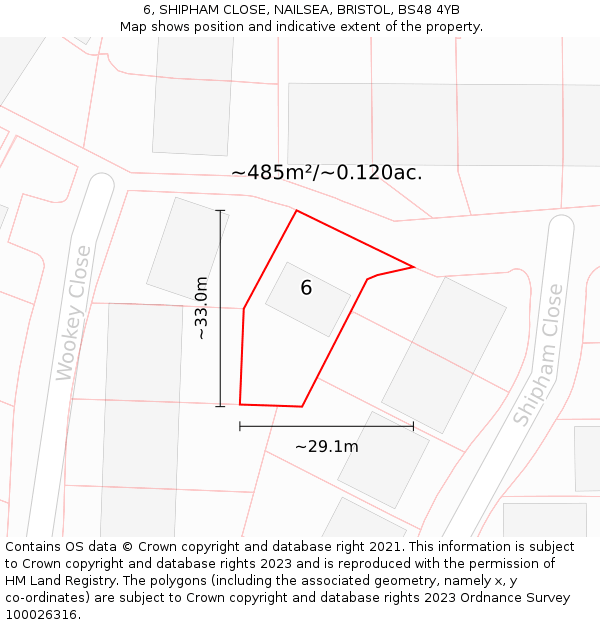 6, SHIPHAM CLOSE, NAILSEA, BRISTOL, BS48 4YB: Plot and title map