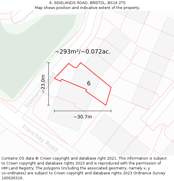 6, SIDELANDS ROAD, BRISTOL, BS16 2TS: Plot and title map