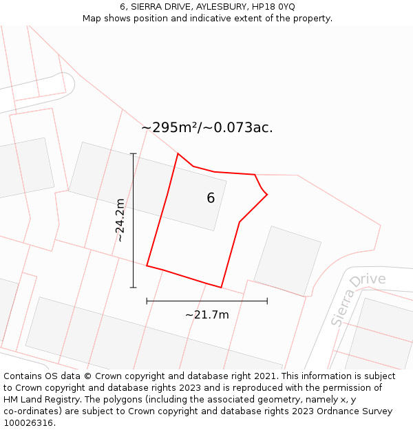 6, SIERRA DRIVE, AYLESBURY, HP18 0YQ: Plot and title map