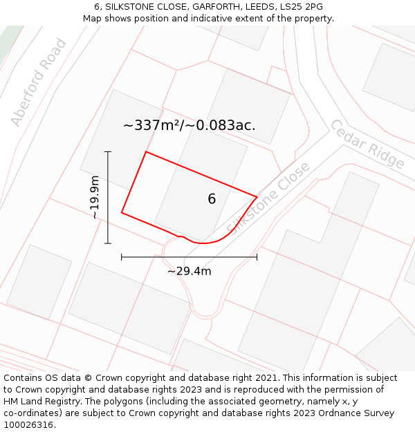 6, SILKSTONE CLOSE, GARFORTH, LEEDS, LS25 2PG: Plot and title map
