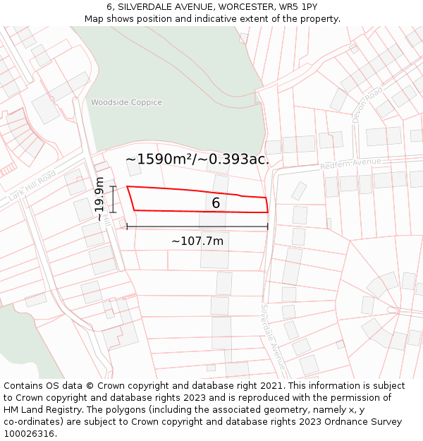 6, SILVERDALE AVENUE, WORCESTER, WR5 1PY: Plot and title map