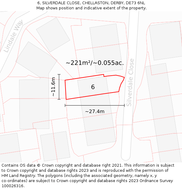6, SILVERDALE CLOSE, CHELLASTON, DERBY, DE73 6NL: Plot and title map