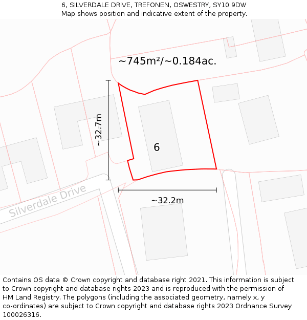 6, SILVERDALE DRIVE, TREFONEN, OSWESTRY, SY10 9DW: Plot and title map