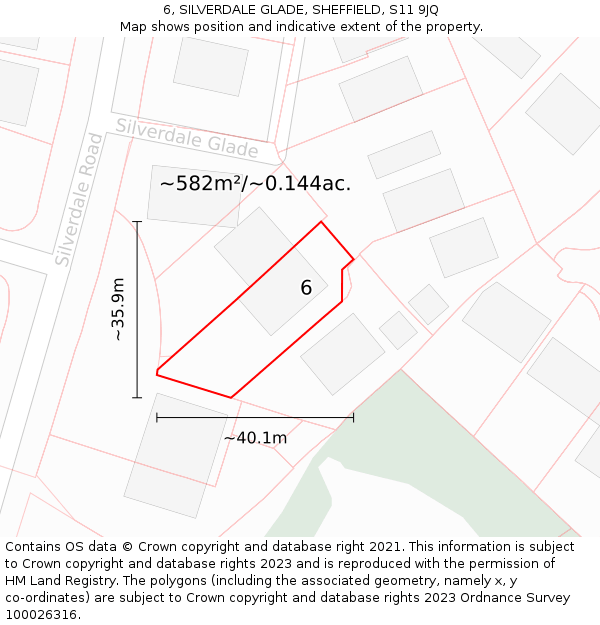 6, SILVERDALE GLADE, SHEFFIELD, S11 9JQ: Plot and title map