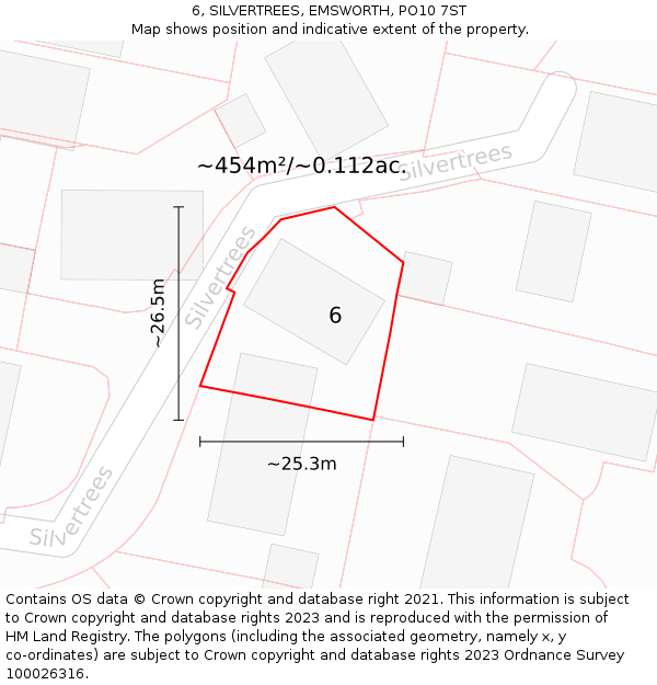 6, SILVERTREES, EMSWORTH, PO10 7ST: Plot and title map