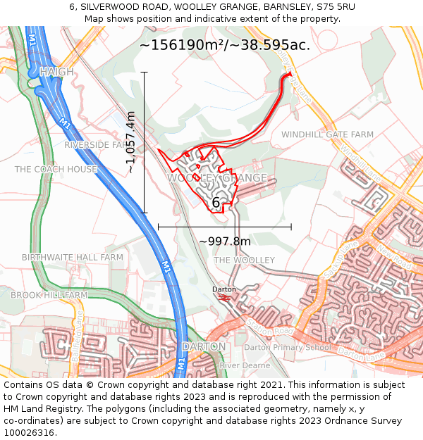 6, SILVERWOOD ROAD, WOOLLEY GRANGE, BARNSLEY, S75 5RU: Plot and title map