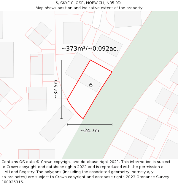 6, SKYE CLOSE, NORWICH, NR5 9DL: Plot and title map