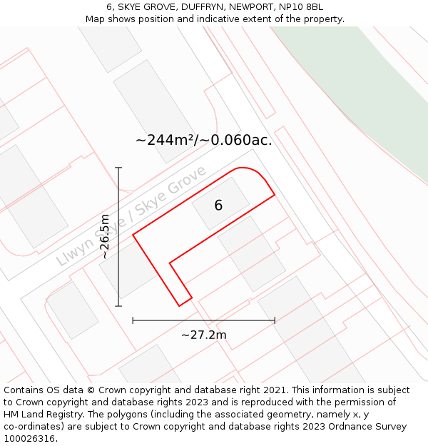 6, SKYE GROVE, DUFFRYN, NEWPORT, NP10 8BL: Plot and title map