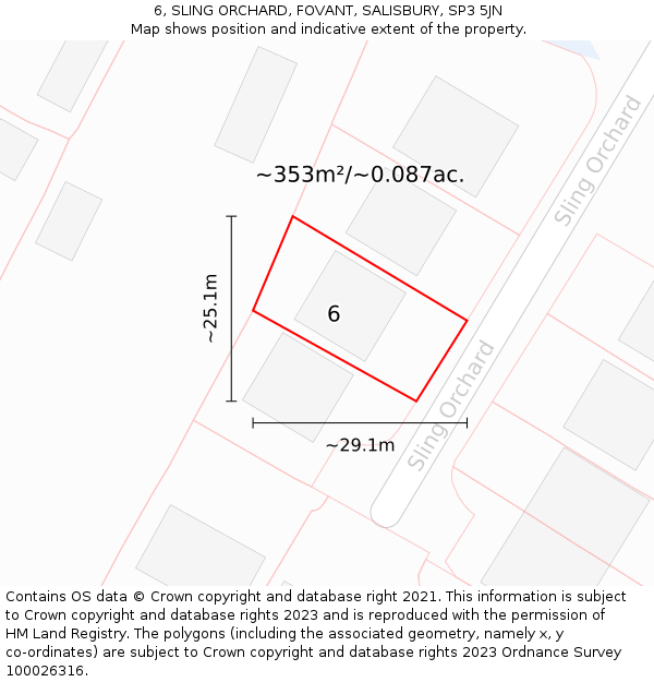 6, SLING ORCHARD, FOVANT, SALISBURY, SP3 5JN: Plot and title map