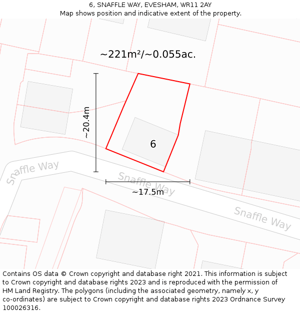 6, SNAFFLE WAY, EVESHAM, WR11 2AY: Plot and title map