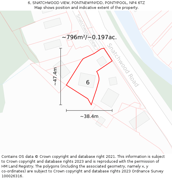 6, SNATCHWOOD VIEW, PONTNEWYNYDD, PONTYPOOL, NP4 6TZ: Plot and title map