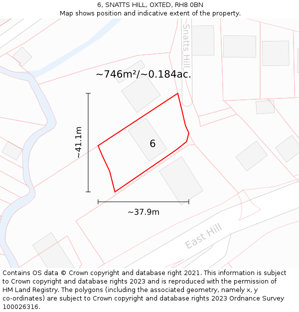 6, SNATTS HILL, OXTED, RH8 0BN: Plot and title map