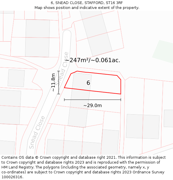 6, SNEAD CLOSE, STAFFORD, ST16 3RF: Plot and title map