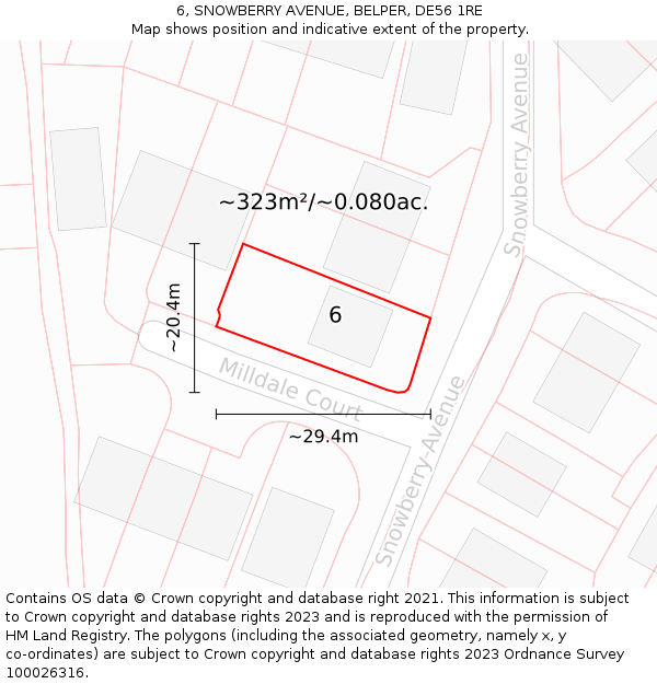 6, SNOWBERRY AVENUE, BELPER, DE56 1RE: Plot and title map
