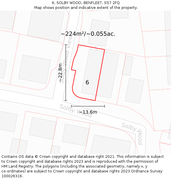 6, SOLBY WOOD, BENFLEET, SS7 2FQ: Plot and title map