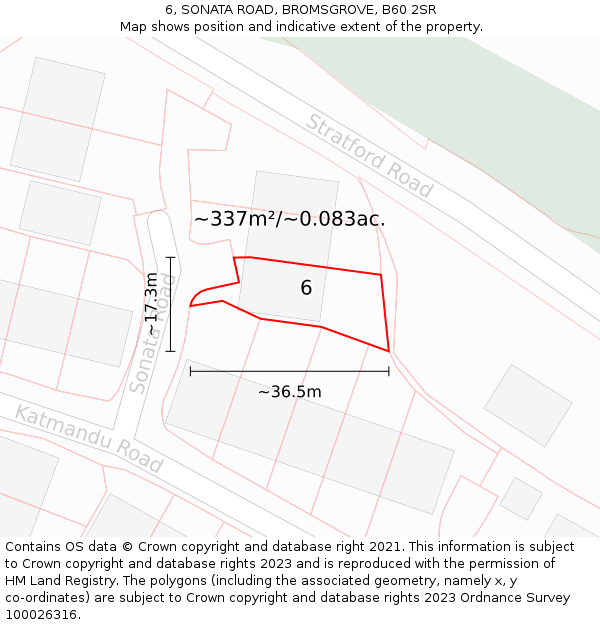 6, SONATA ROAD, BROMSGROVE, B60 2SR: Plot and title map