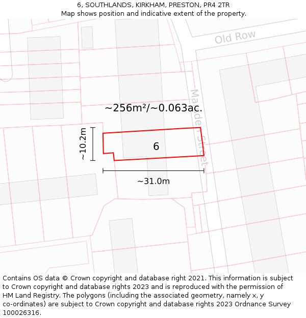6, SOUTHLANDS, KIRKHAM, PRESTON, PR4 2TR: Plot and title map