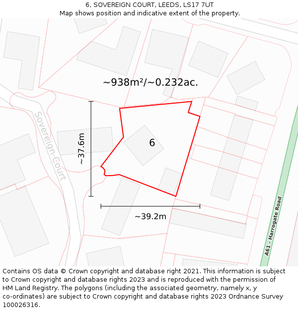 6, SOVEREIGN COURT, LEEDS, LS17 7UT: Plot and title map