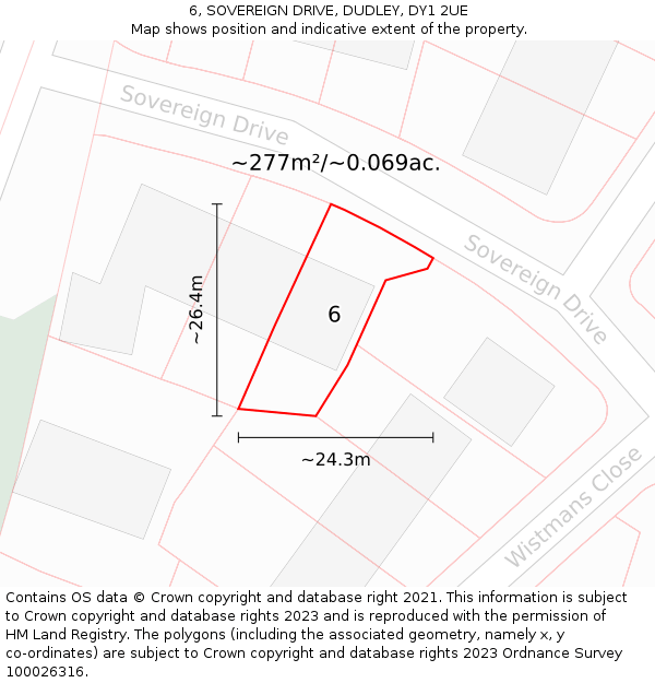 6, SOVEREIGN DRIVE, DUDLEY, DY1 2UE: Plot and title map