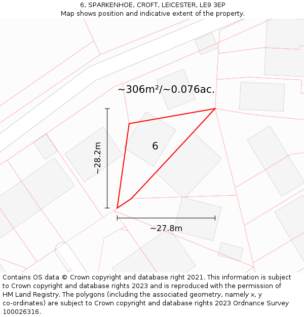 6, SPARKENHOE, CROFT, LEICESTER, LE9 3EP: Plot and title map