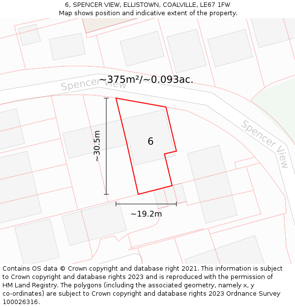 6, SPENCER VIEW, ELLISTOWN, COALVILLE, LE67 1FW: Plot and title map
