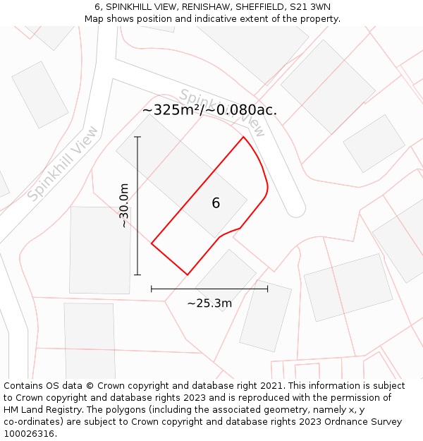6, SPINKHILL VIEW, RENISHAW, SHEFFIELD, S21 3WN: Plot and title map