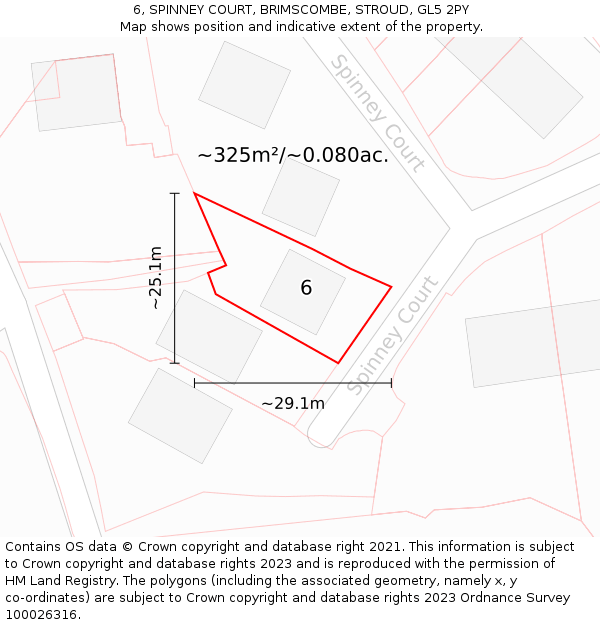 6, SPINNEY COURT, BRIMSCOMBE, STROUD, GL5 2PY: Plot and title map