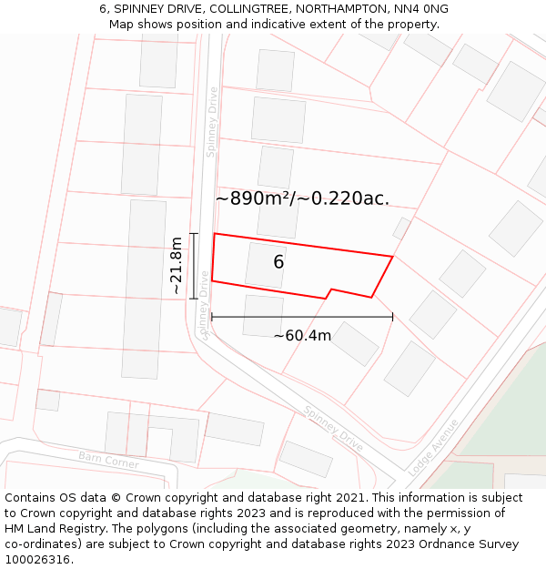 6, SPINNEY DRIVE, COLLINGTREE, NORTHAMPTON, NN4 0NG: Plot and title map