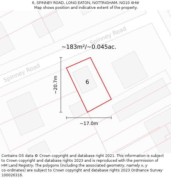 6, SPINNEY ROAD, LONG EATON, NOTTINGHAM, NG10 4HW: Plot and title map