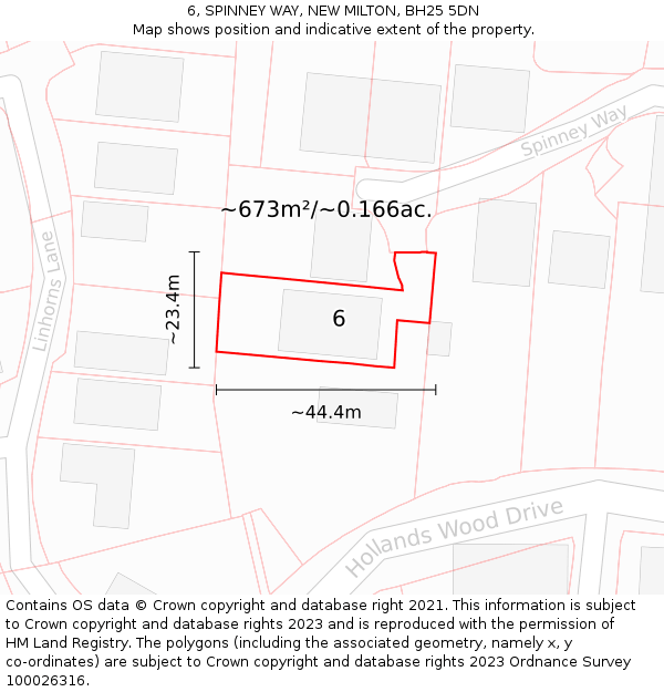 6, SPINNEY WAY, NEW MILTON, BH25 5DN: Plot and title map