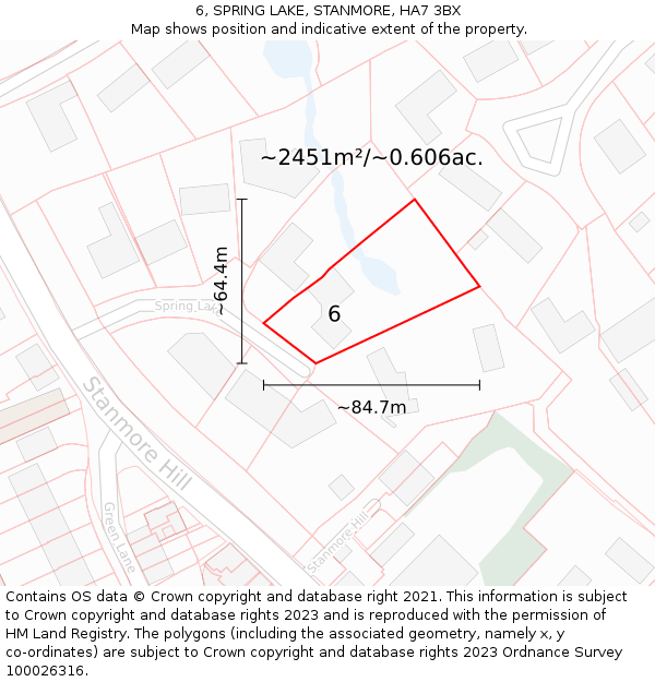 6, SPRING LAKE, STANMORE, HA7 3BX: Plot and title map