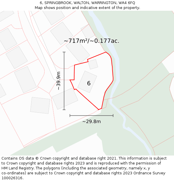 6, SPRINGBROOK, WALTON, WARRINGTON, WA4 6FQ: Plot and title map