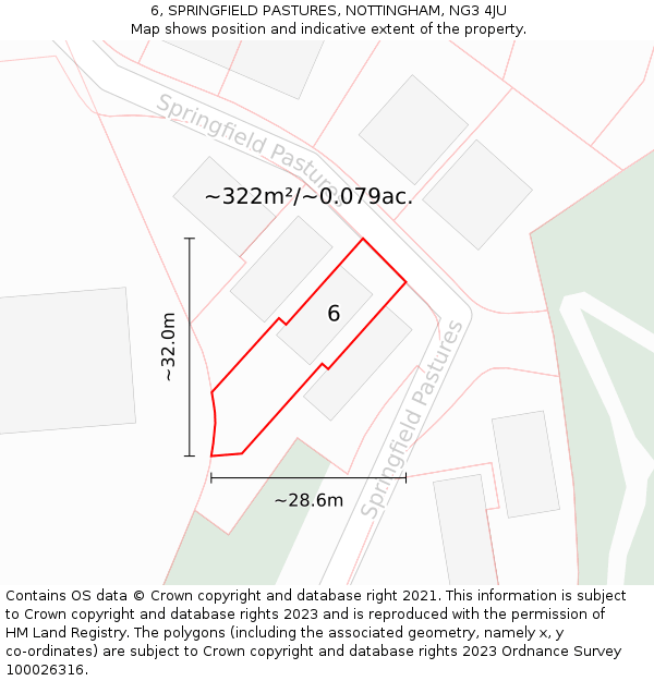 6, SPRINGFIELD PASTURES, NOTTINGHAM, NG3 4JU: Plot and title map