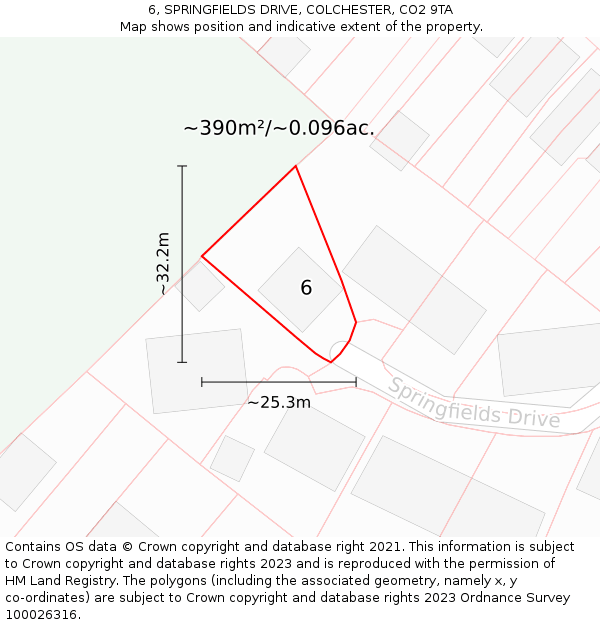 6, SPRINGFIELDS DRIVE, COLCHESTER, CO2 9TA: Plot and title map