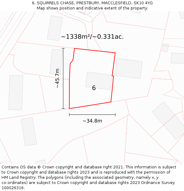 6, SQUIRRELS CHASE, PRESTBURY, MACCLESFIELD, SK10 4YG: Plot and title map