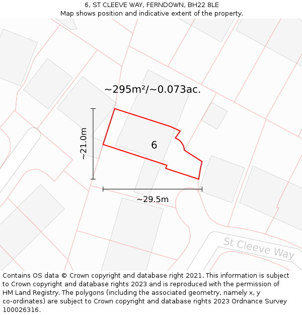 6, ST CLEEVE WAY, FERNDOWN, BH22 8LE: Plot and title map